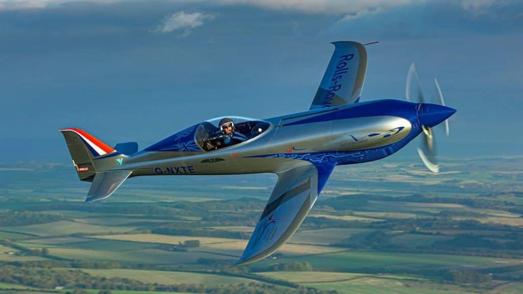 Avião completamente elétrico da Rolls Royce (modelo Spirit of Innovation, nave que quebrou recordes de velociodade)/via Rolls Royce