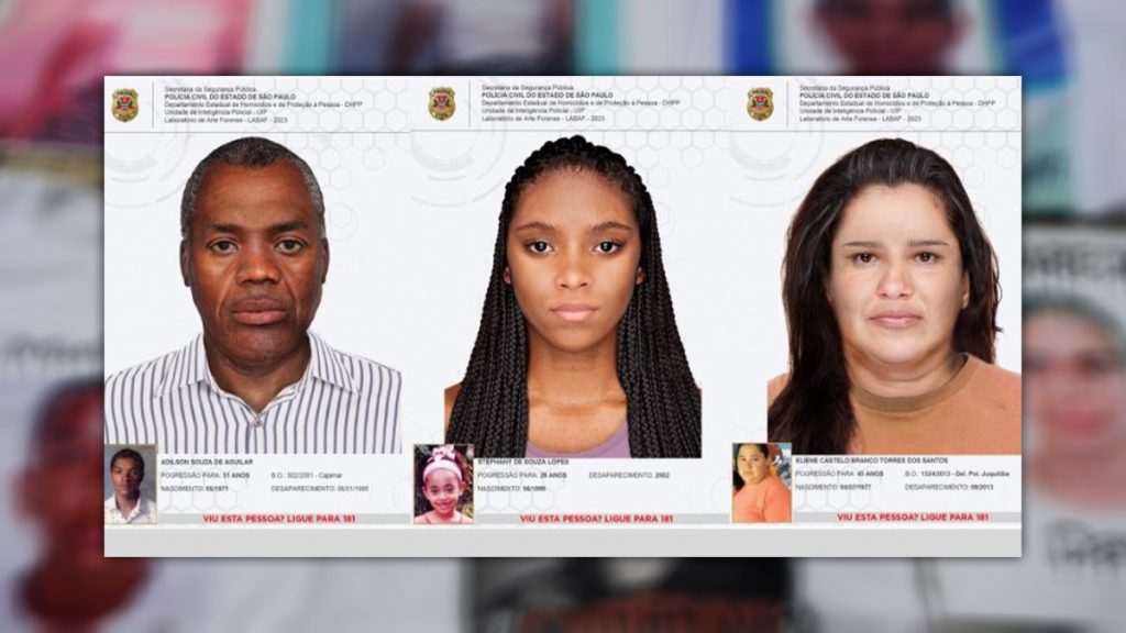 Imagens feitas no Photoshop de desaparecidos no Brasil