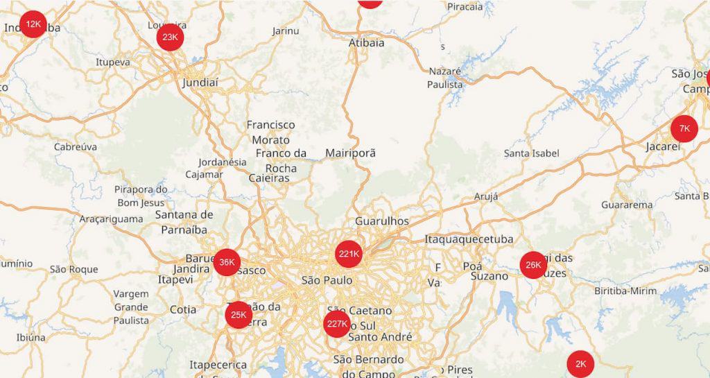 Wi-Fi grátis da Claro, Estado de São Paulo. Via Claro
