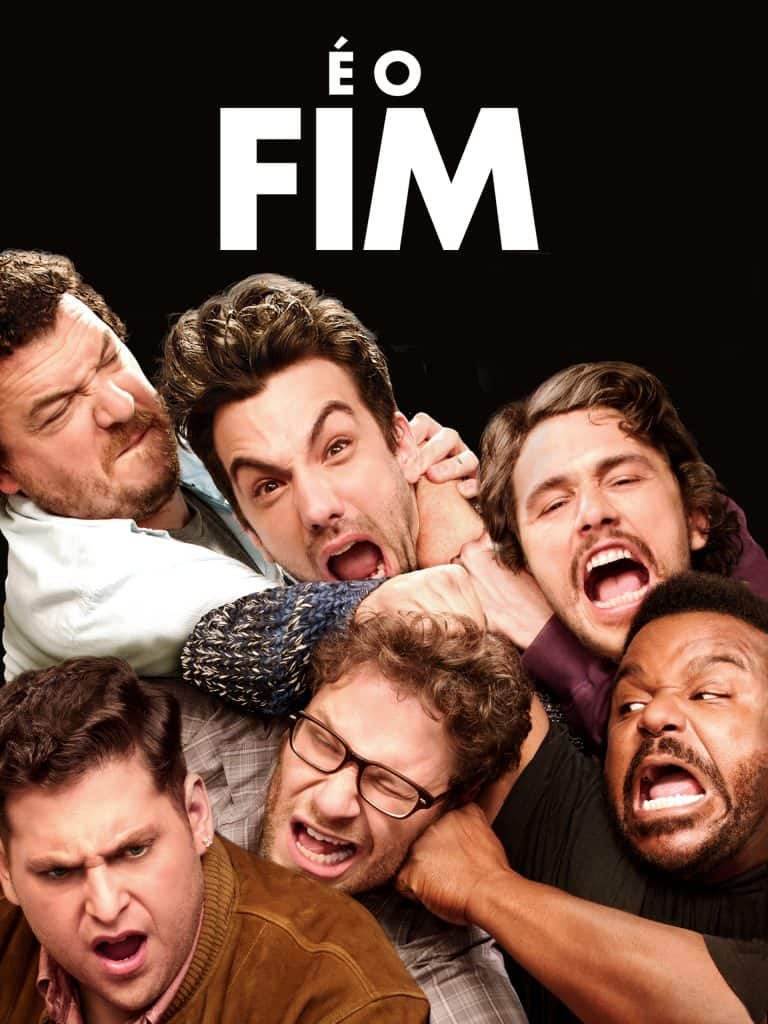 Atores do filme É o Fim em cena de gritos e socos