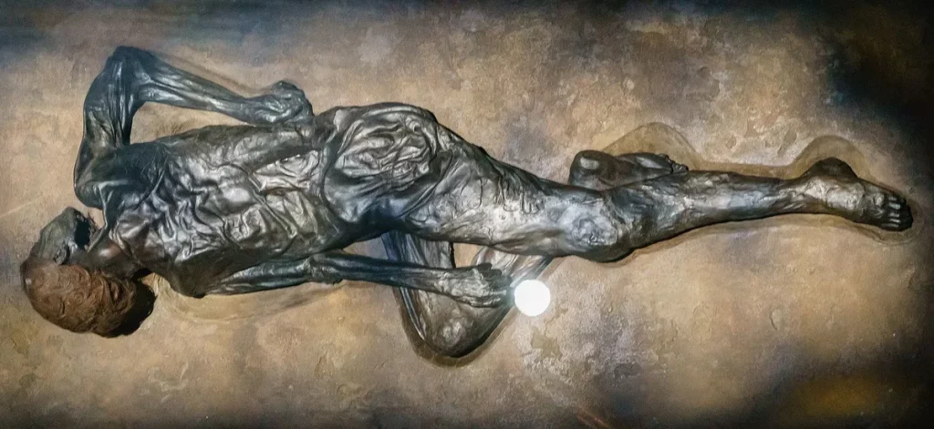 Corpo mumificado encontrado em pântano na Dinamarca em 1952, conhecido como Homem Grauballe
