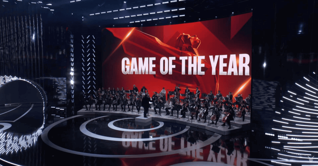 Palco The Game Awards com uma orquestra