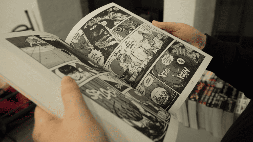 mangá quadrinhos preto e branco