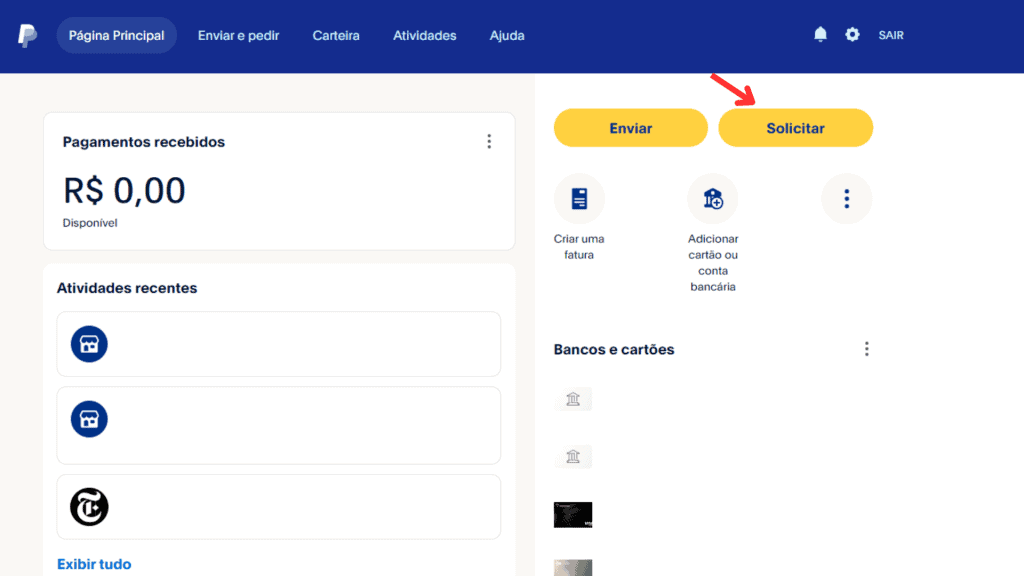Escolha a opção para receber dinheiro (Imagem: Reprodução/Olhar Digital)