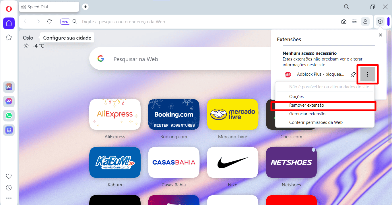 2 - como remover extensão do opera
