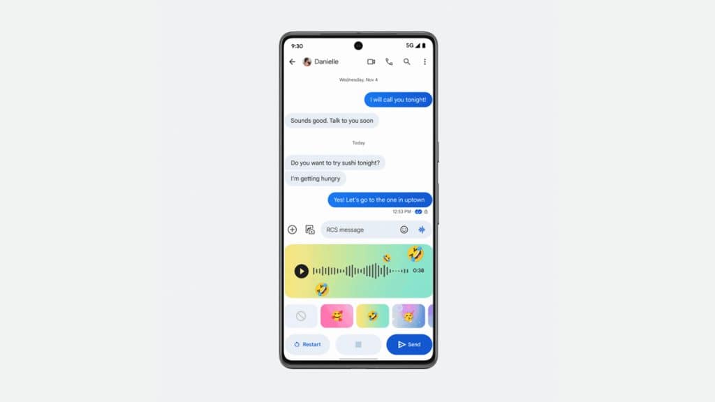 Emojis em áudio no Google Mensagens