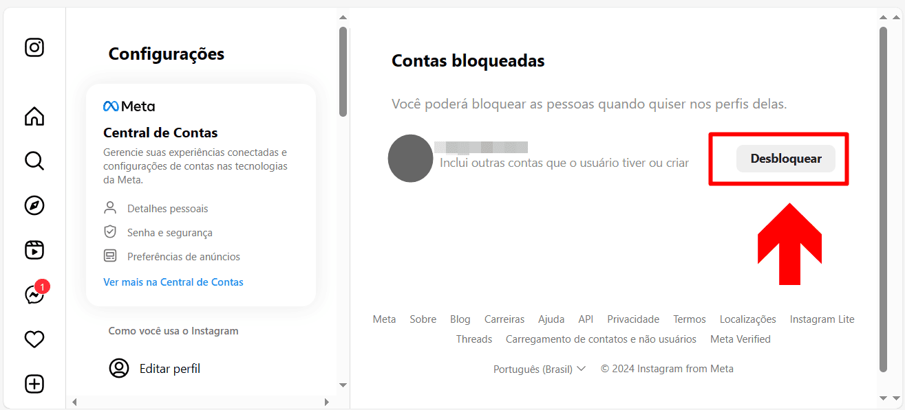 5 - como desbloquear uma pessoa pelo instagram via pc