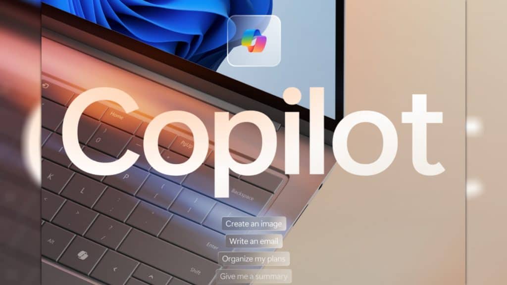 Montagem de Copilot num computador com IA