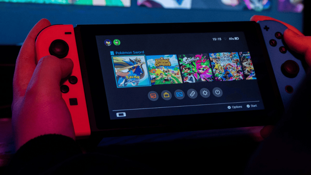 nintendo switch console pessoa jogando