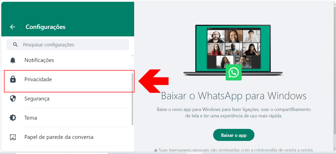 2 - como ficar offline no whatsapp web