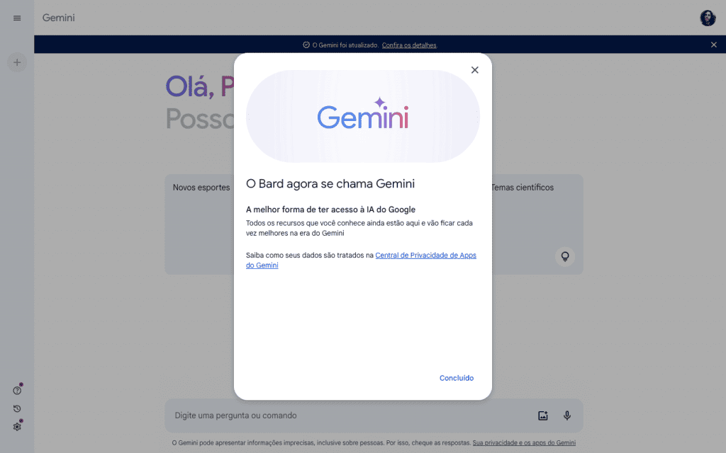 Captura de tela do Gemini