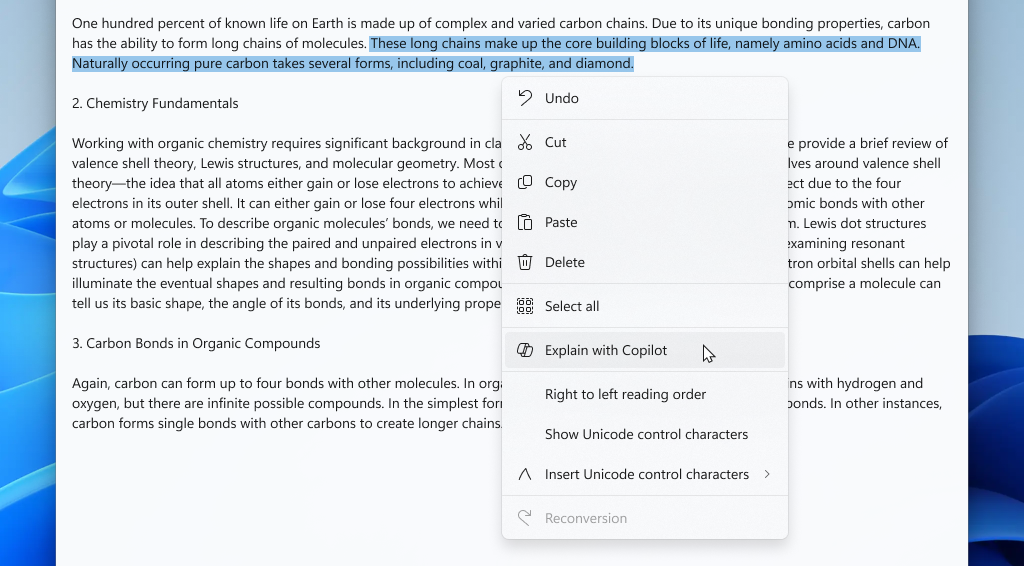 Copilot no Bloco de Notas do Windows 11