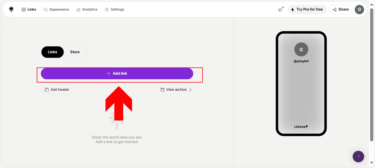 1 - como adicionar links no linktree 1