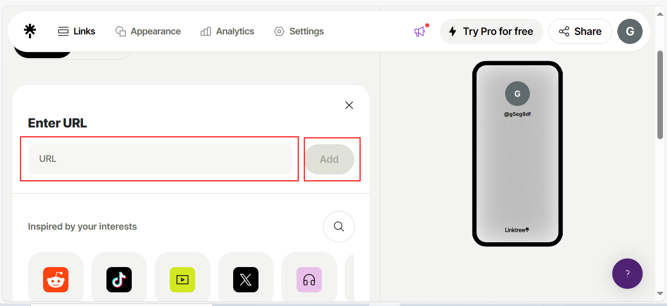 2 - como adicionar links no linktree