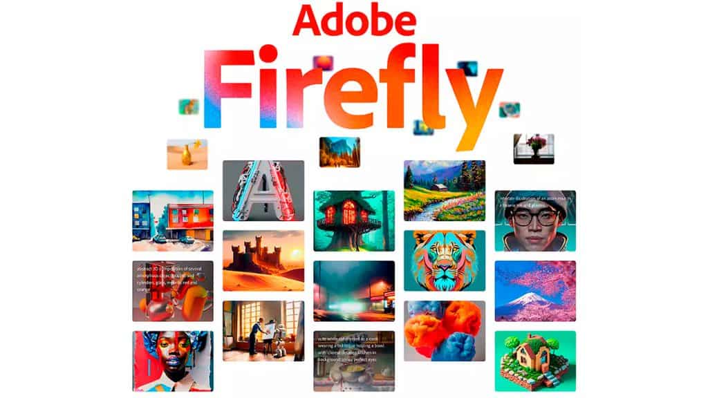 Montagem do Firefly, inteligência artificial da Adobe