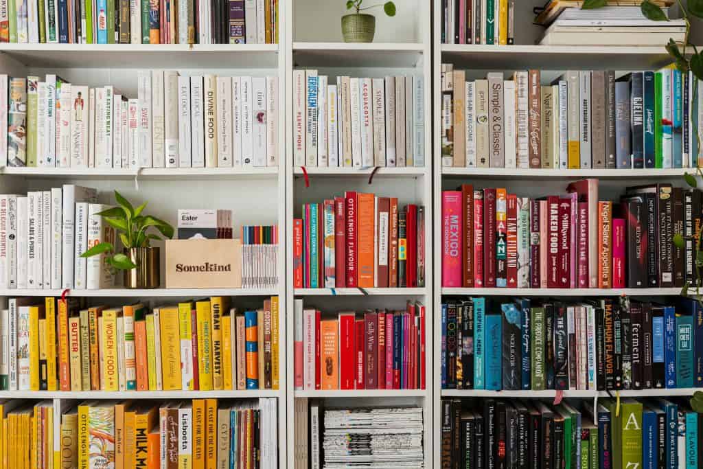 Estante de livros via Luisa Brimble/Unsplash