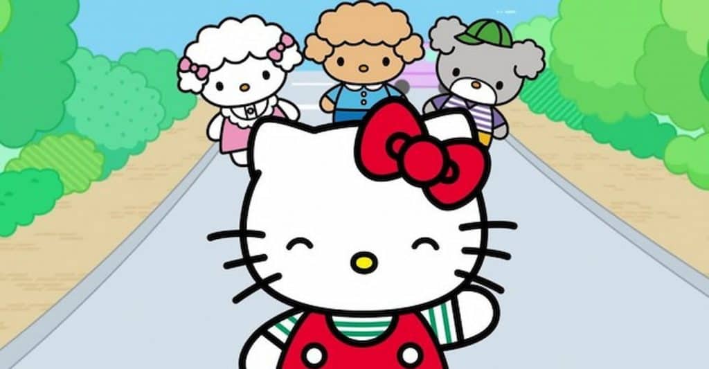 Hello Kitty, Amy, Eric e Harry em "Vamos Brincar" via Sanrio/Amazon/reprodução