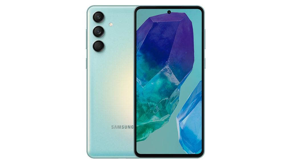 Parte da frente e de trás do Samsung Galaxy M55 5G