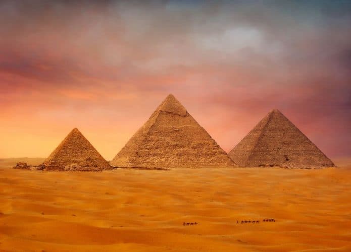 How many ancient Egyptian pyramids are still in existence?