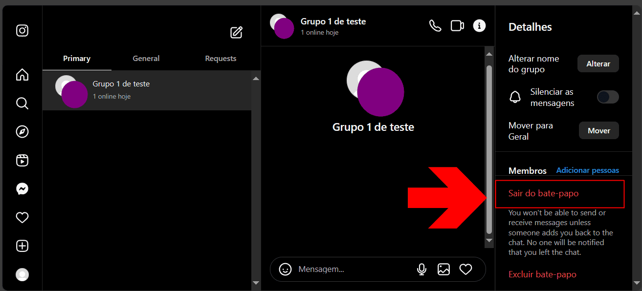 3 - como sair de grupo do instagram pelo pc