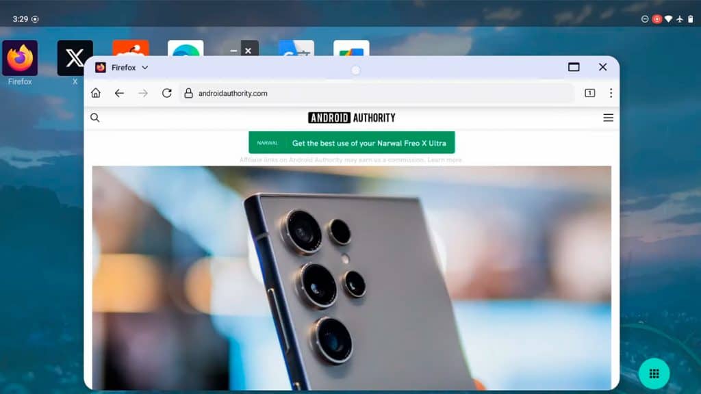 Captura de tela de teste de modo desktop do Android