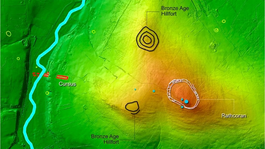 Topografia escaneada com lasers e com monumentos pré-históricos sinalizados