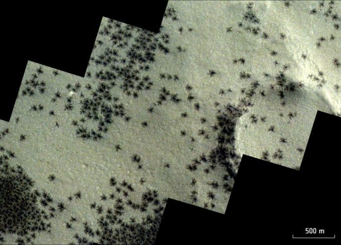 Sonda da ESA capta “sinais de aranhas” em Marte