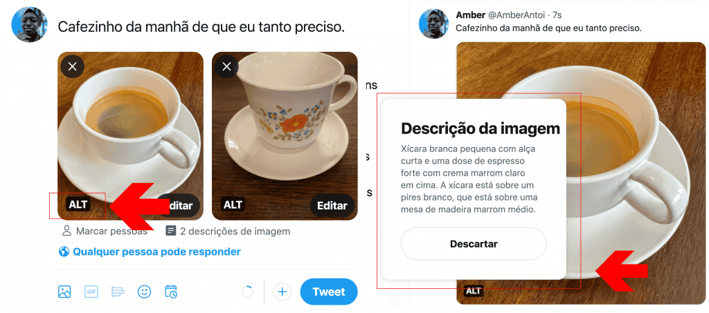 imagem sobre alt text no twitter