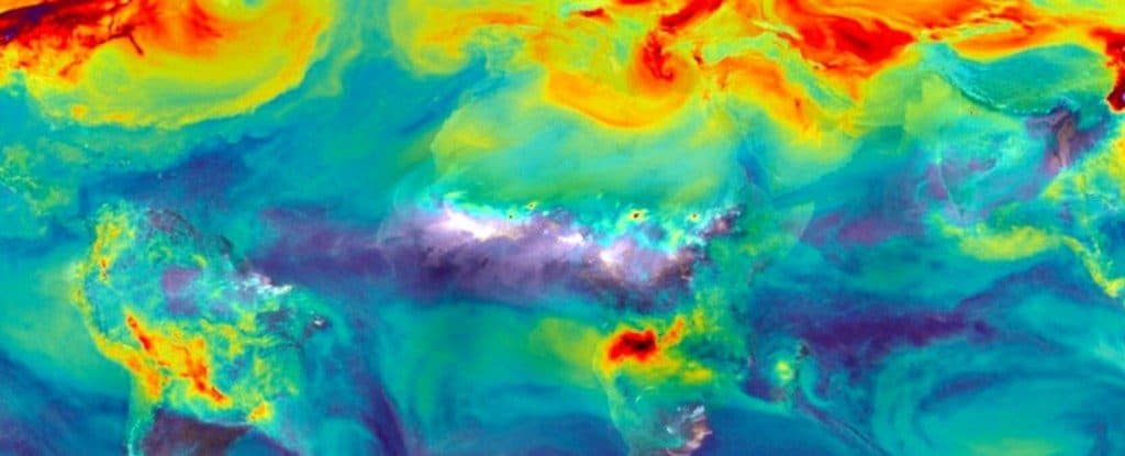 Dióxido de carbono na atmosfera (Crédito: NASA/GSFC/WikiMedia Commons))