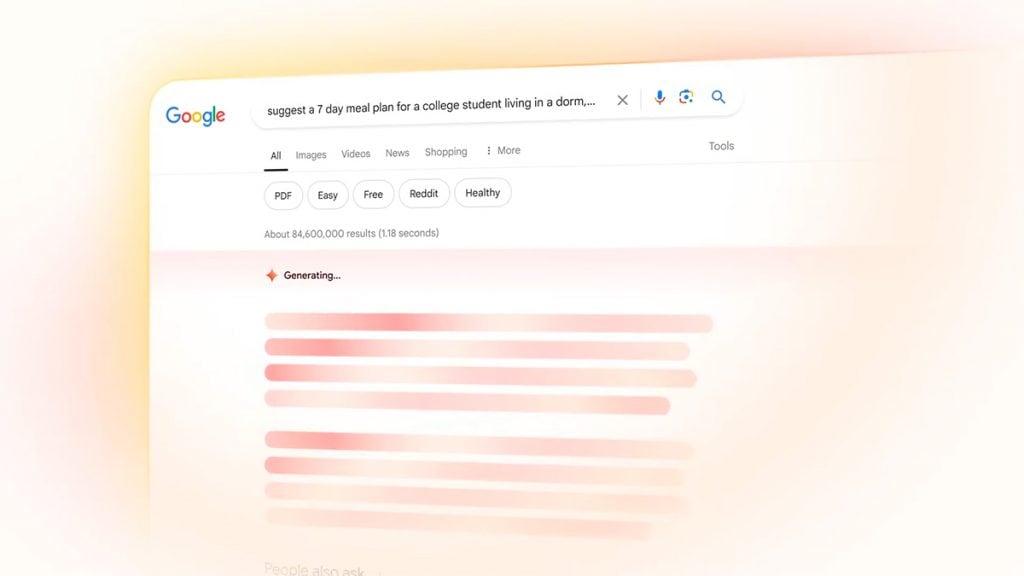 Ilustração de pesquisa no Google com IA