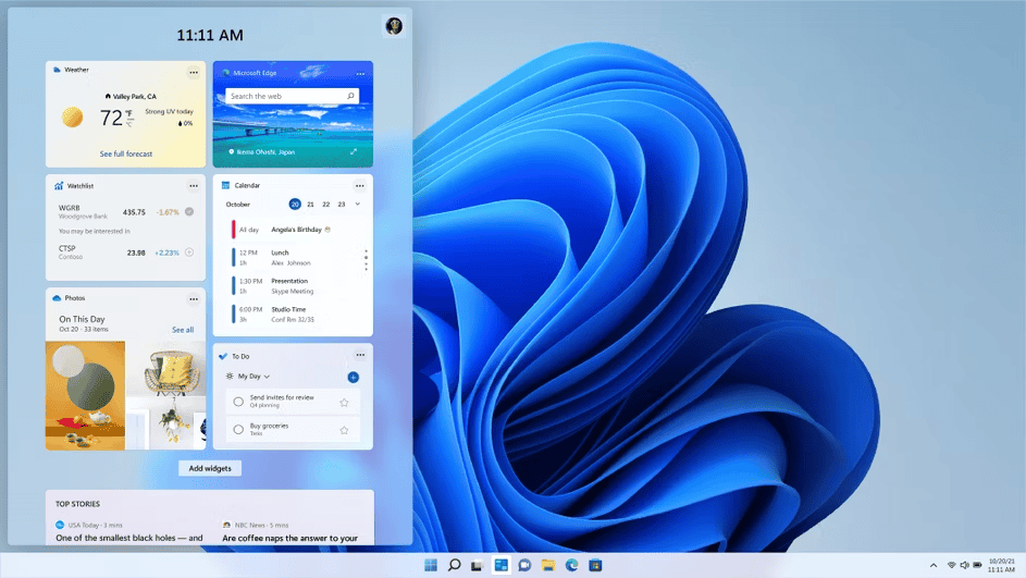 painel de widgets no windows 11