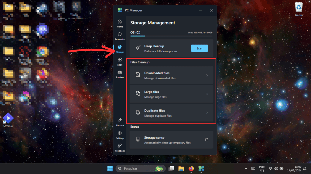 Como deletar arquivos do Windows (PC Manager passo 1)