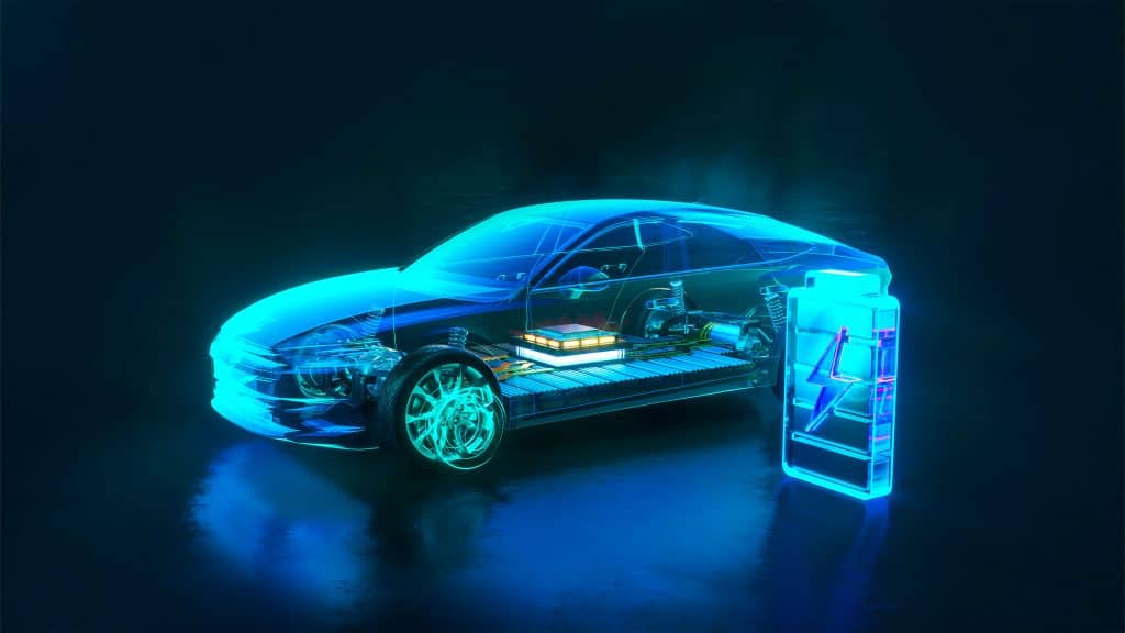 Ilustração de raio-x de carro elétrico