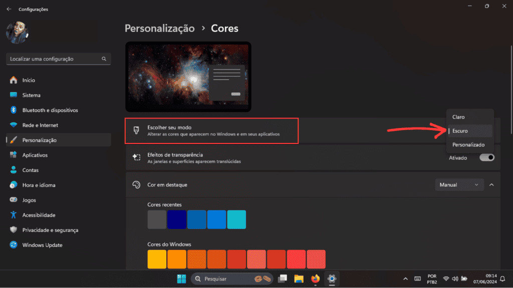 Forçar modo escuro no Chrome (Windows) passo 3