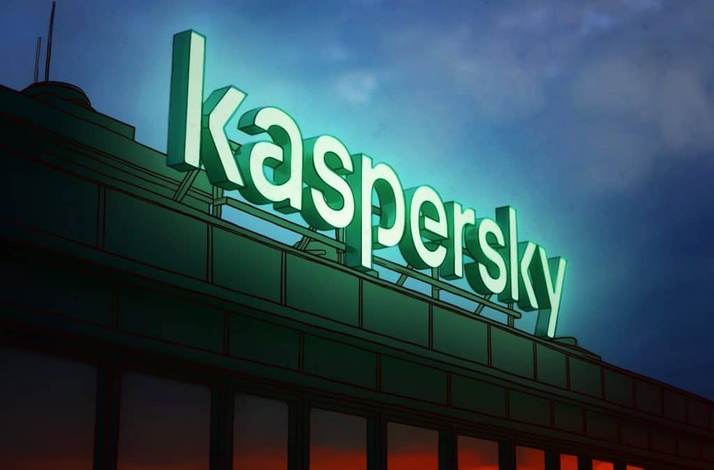 Letreiro com logo da Kaspersky
