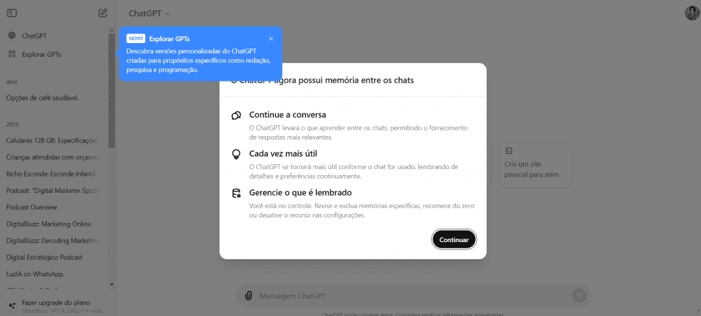 Captura de tela no app ChatGPT como prompt de comando para chatgpt
