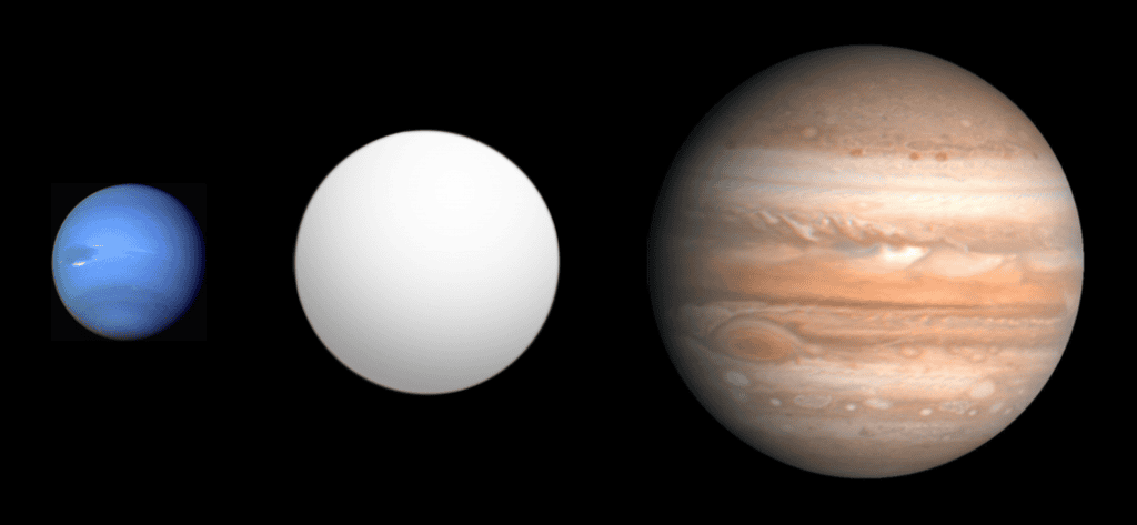 Exoplaneta HD149026b comparado com outros planetas (Imagem: Wikimedia Commons)
