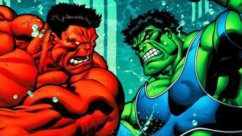 Hulk Vermelho versus Hulk nos quadrinhos via Marvel Comics/reprodução