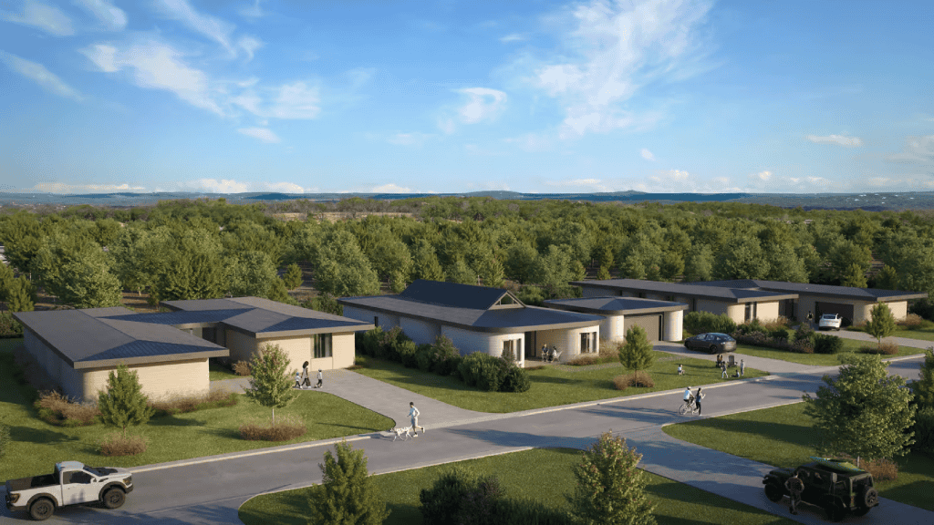 Foto mostra projeto Wimberley Springs, de casas 3D de luxo.