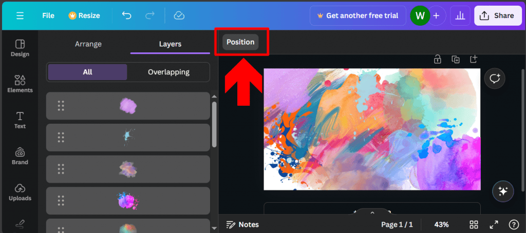 imagem mostra setor de camadas de um design no canva