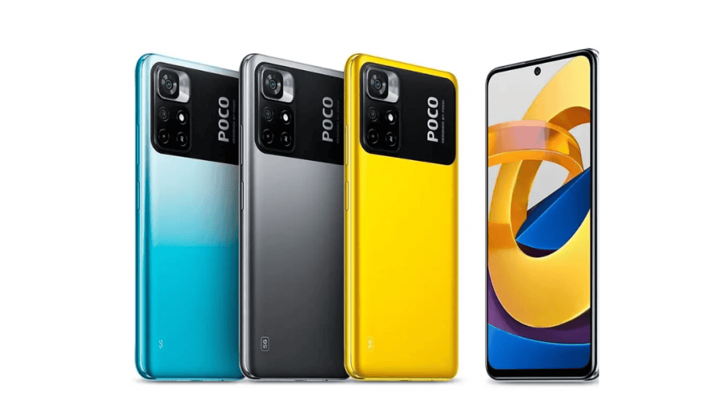 Imagem ilustra vários celulares da Xiaomi um ao lado do outro nas cores azul, cinza e amarela