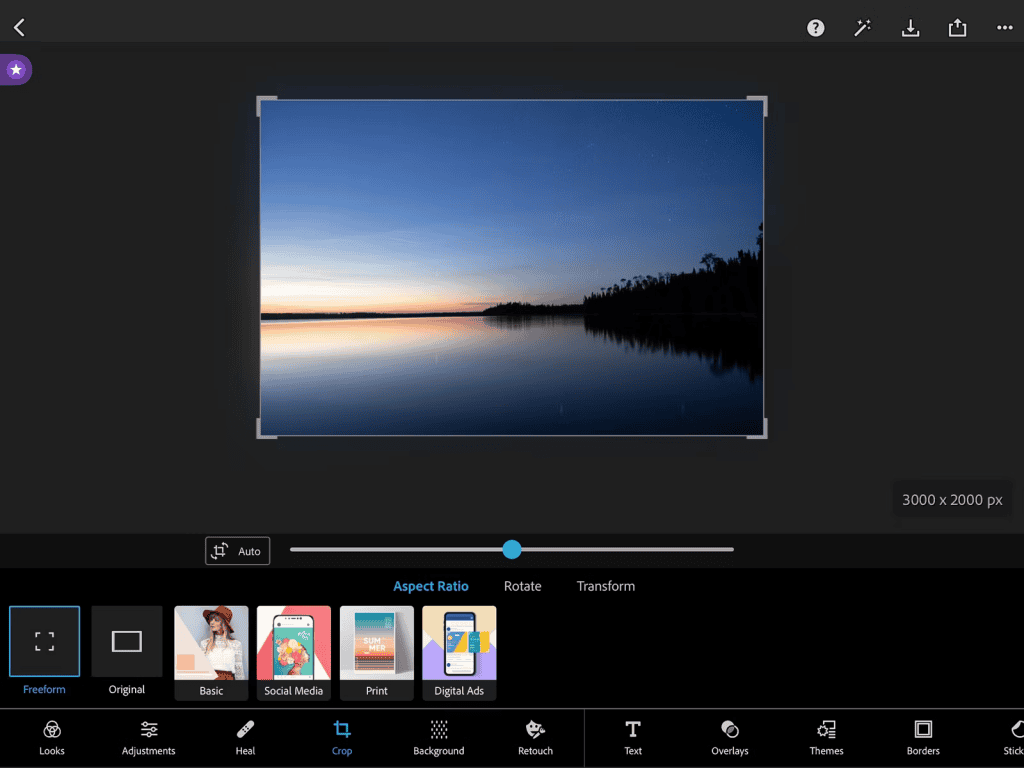 imagem mostra uma edição de foto no aplicativo adobe express