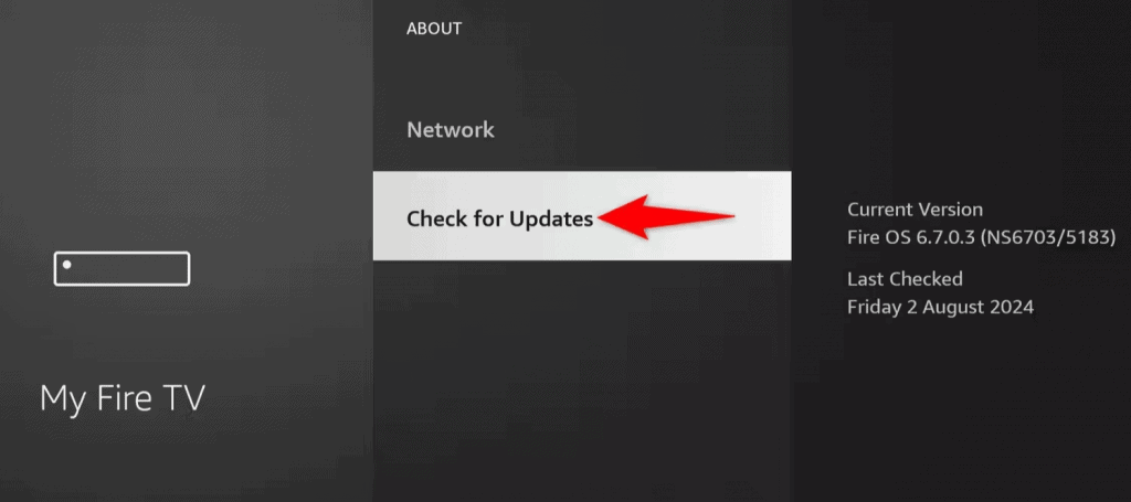 imagem mostra onde baixar a atualização do fire tv stick
