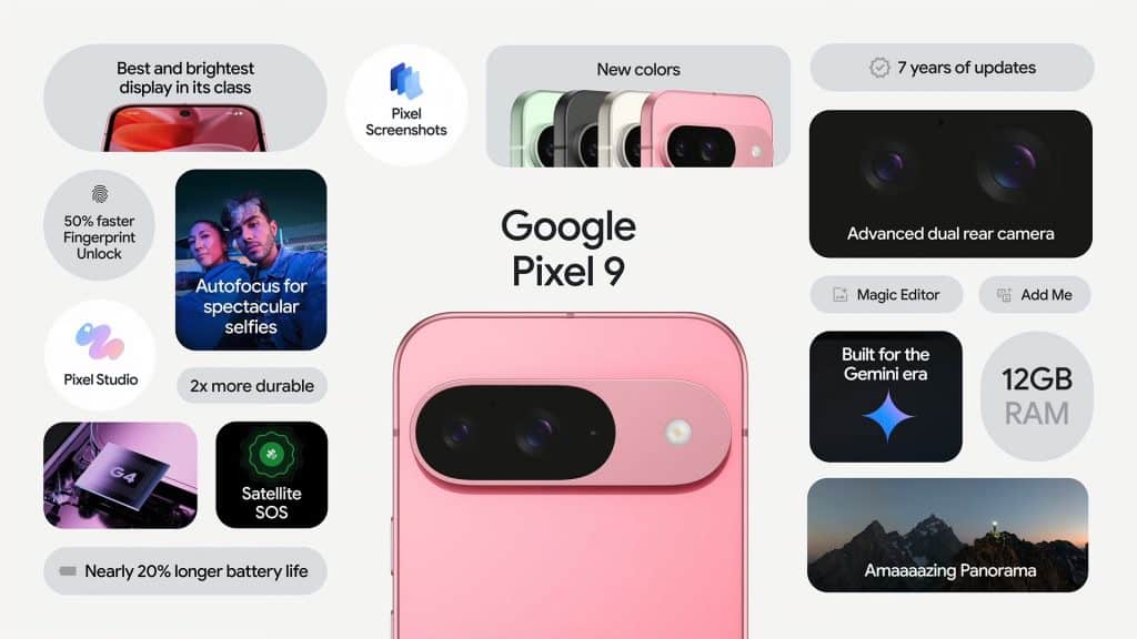 características do google pixel 9