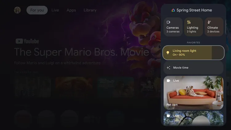 Menu do Google Home