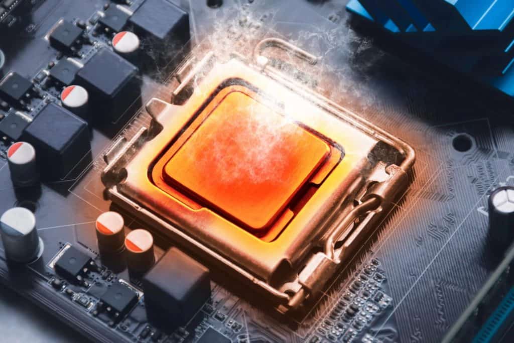a imagem ilustra um chip superaquecendo