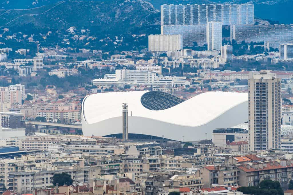 vista externa do Stade Vélodrome, em Marselha