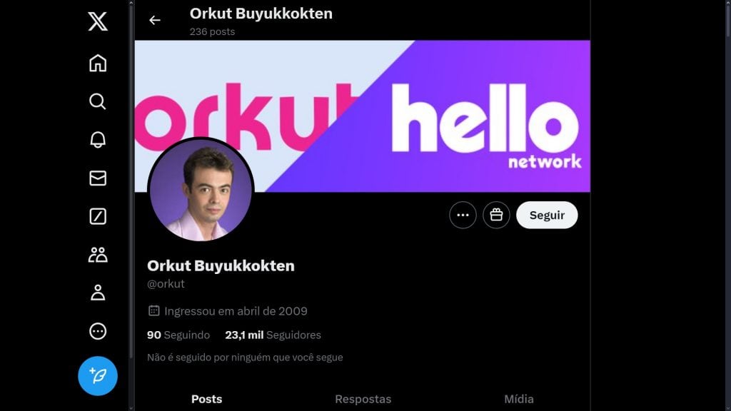 perfil de Orkut Büyükkökten no X