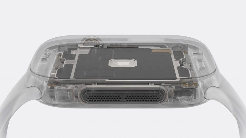 Montagem com visão raio-x do Apple Watch Series 10