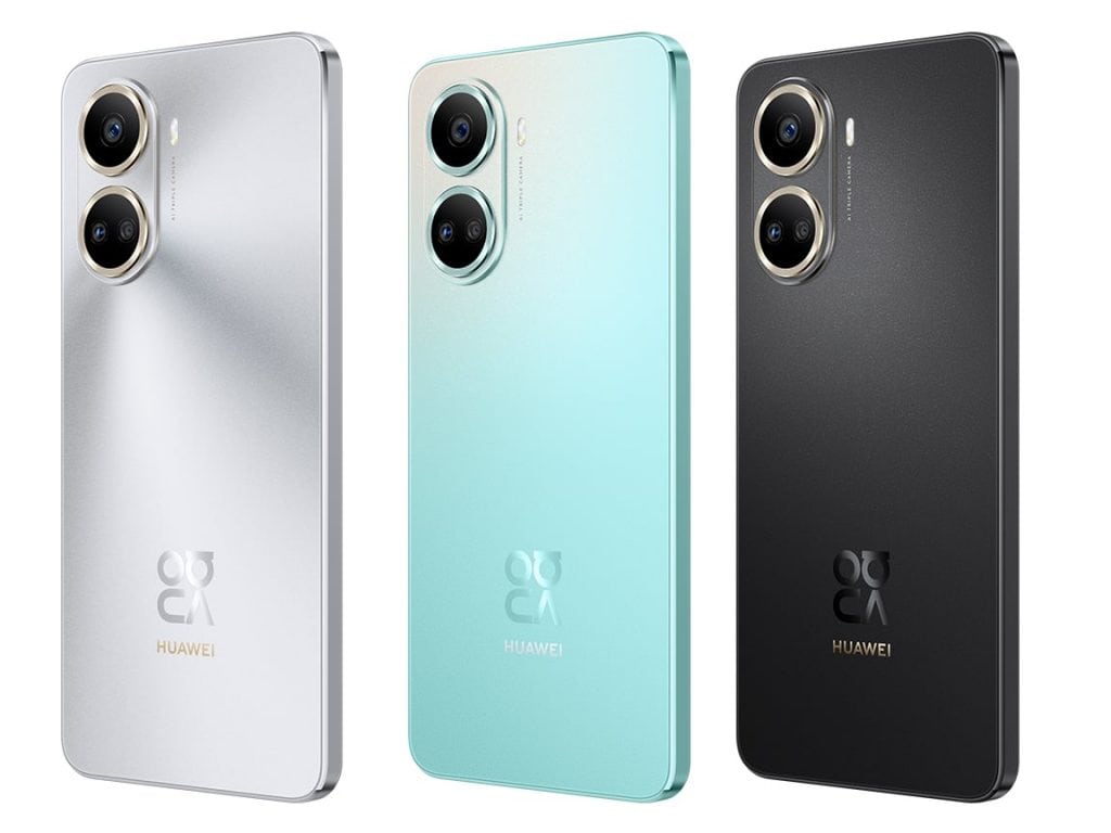 três cores do huawei nova 10 se (prata, verde e preto)